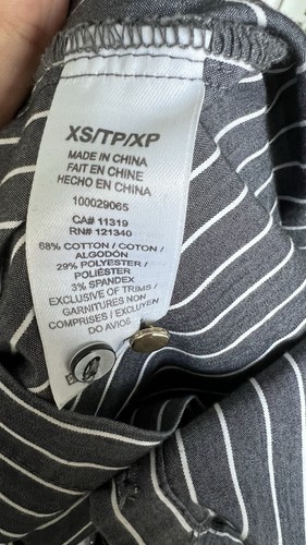 Dark Grey And White Striped Button Down Shirt Women - photo 4