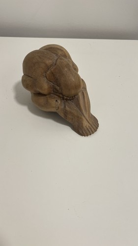 Vintage Weeping Buddha Wood Sculpture Yogi Man Figure Hand Carve - photo 2