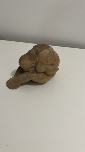 Vintage Weeping Buddha Wood Sculpture Yogi Man Figure Hand Carve - photo 5