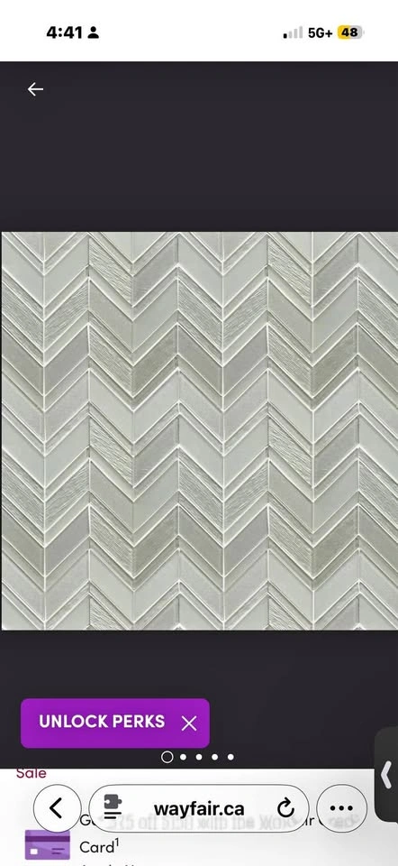 Glass Backsplash Tiles | Silver Chevron