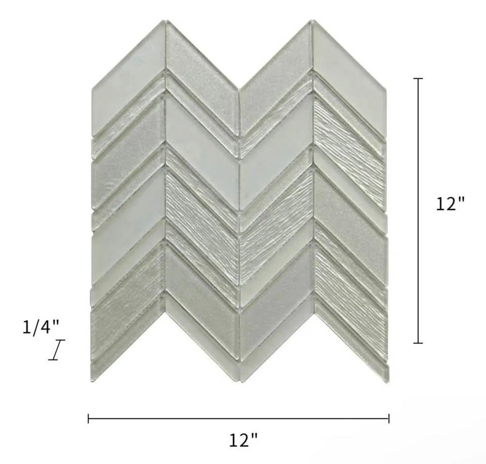Glass Backsplash Tiles | Silver Chevron - photo 5