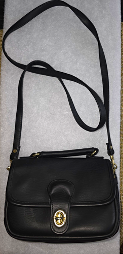 Black Crossbody Bag Flap Turn-Lock Multi Zip Compartments