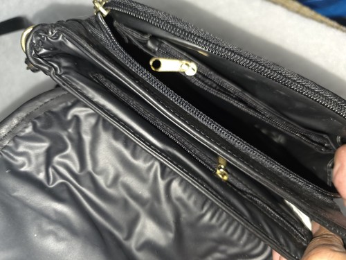 Black Crossbody Bag Flap Turn-Lock Multi Zip Compartments - photo 4
