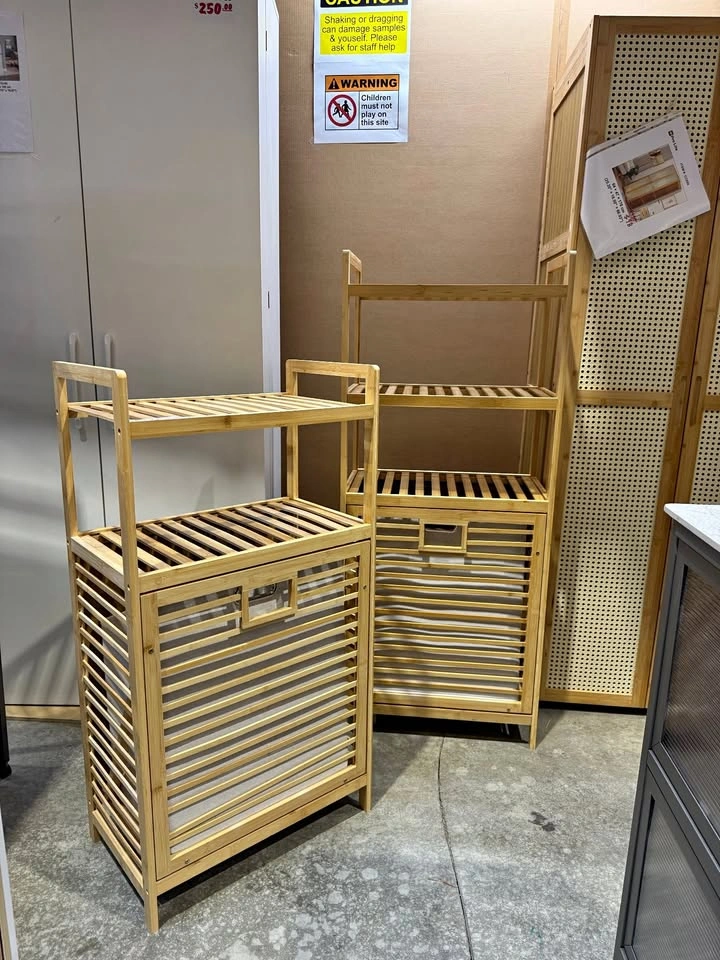 C4346 WS001 Modern Bamboo Bathroom Shelf & Storage Cabinet