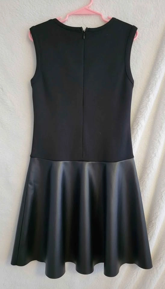 Black Sleeveless Dress with Faux Leather Skirt - photo 2
