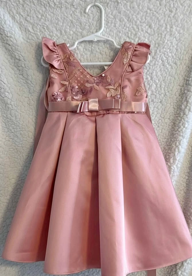 Toddler Girls Sequin Bow Back Gown Dress
