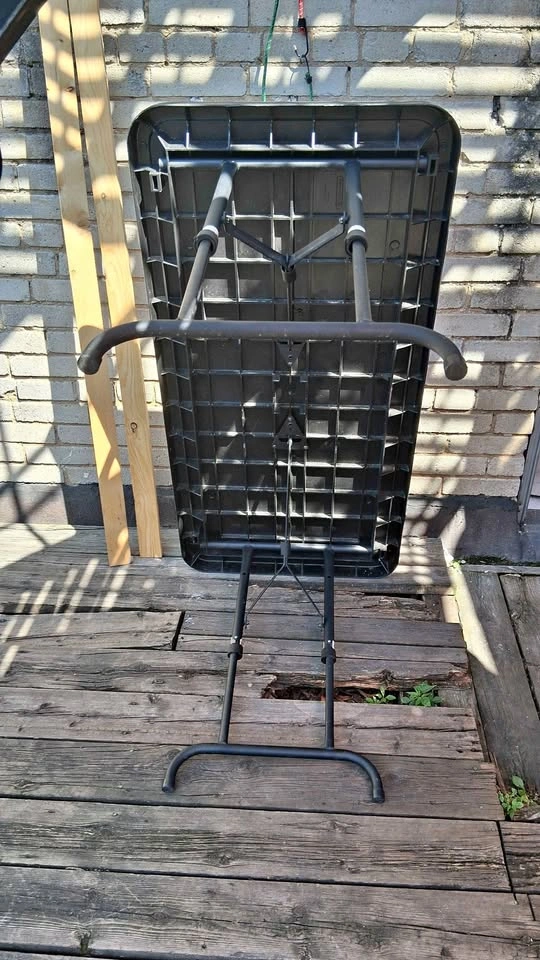 Black Plastic Folding Table with Adjustable Legs