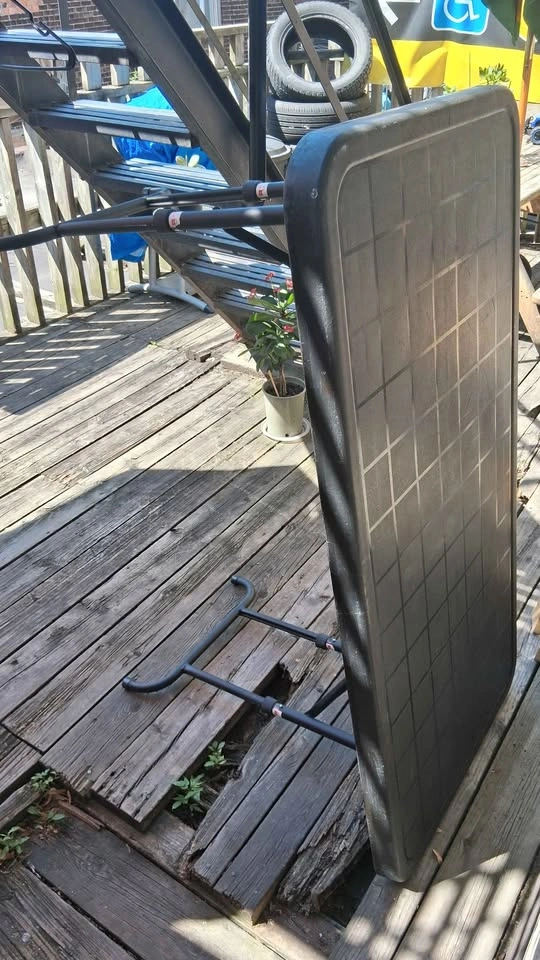 Black Plastic Folding Table with Adjustable Legs - photo 3