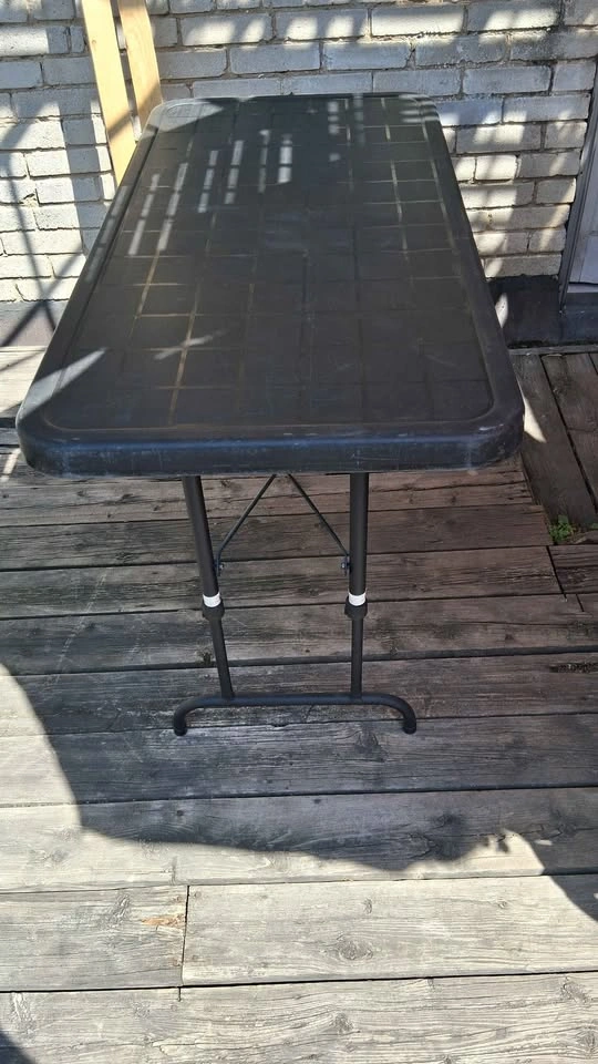 Black Plastic Folding Table with Adjustable Legs - photo 4