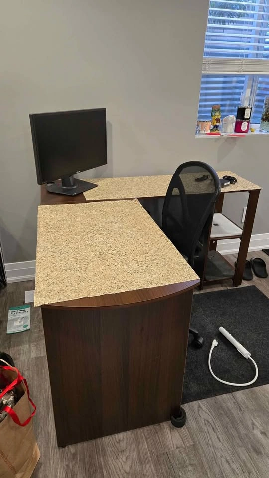 Used Corner Desk with Storage Shelves