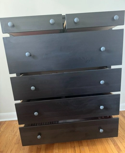 IKEA HEMNES 6-Drawer Chest / Tallboy (Black-Brown Solid Wood) - photo 2