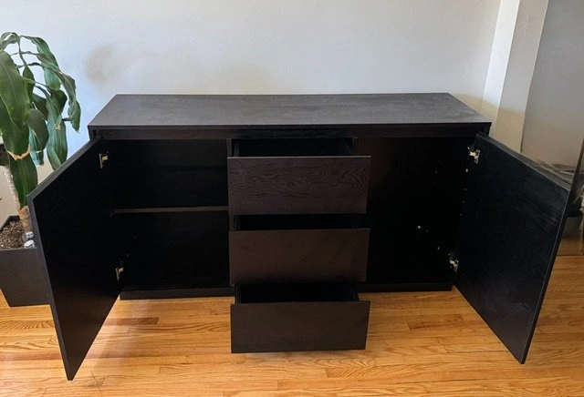 Modern Black Wood Grain Sideboard / Buffet Cabinet - photo 2