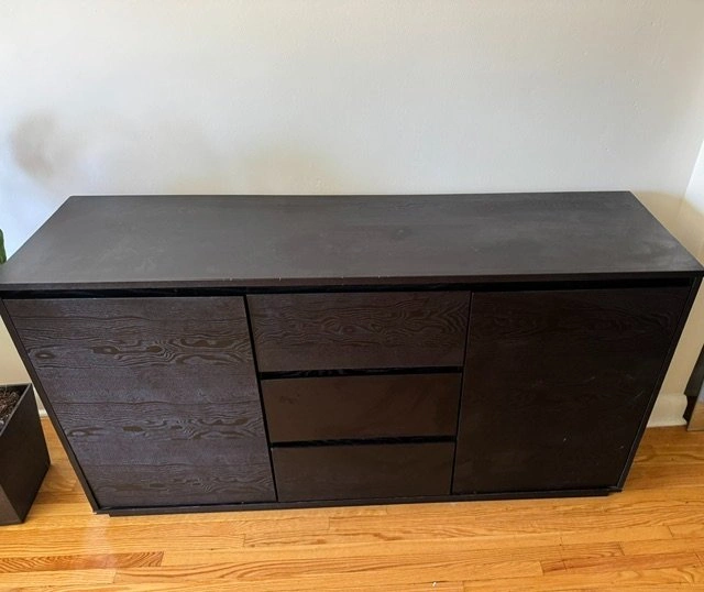 Modern Black Wood Grain Sideboard / Buffet Cabinet - photo 3