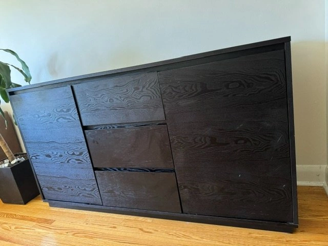 Modern Black Wood Grain Sideboard / Buffet Cabinet - photo 5