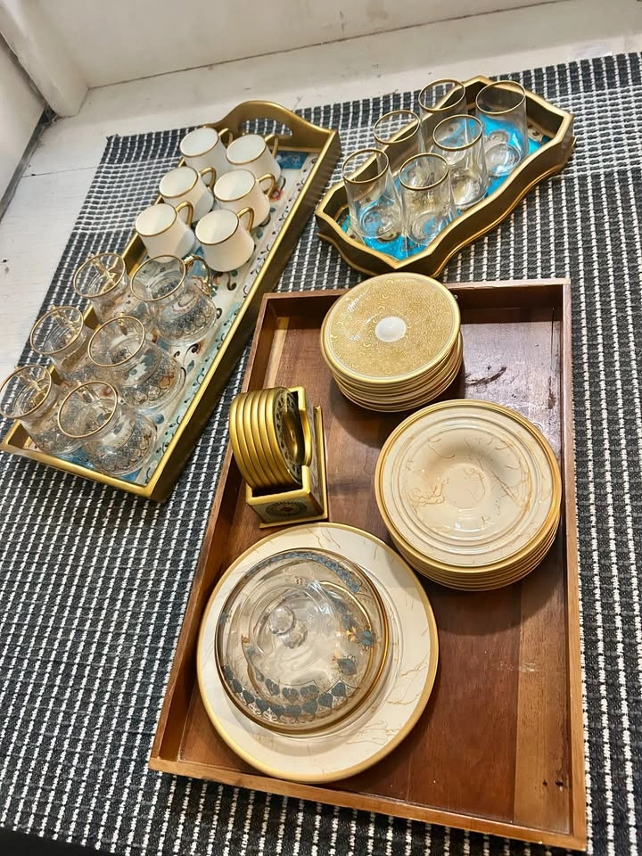 Vintage Middle Eastern Tea & Coffee Serving Set with Matching Tr - photo 2