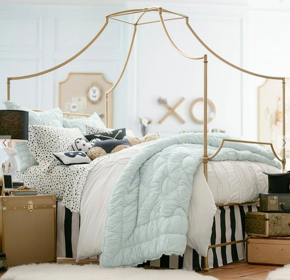 Pottery Barn Teen Maison Gold Metal Queen Canopy Bed - photo 4