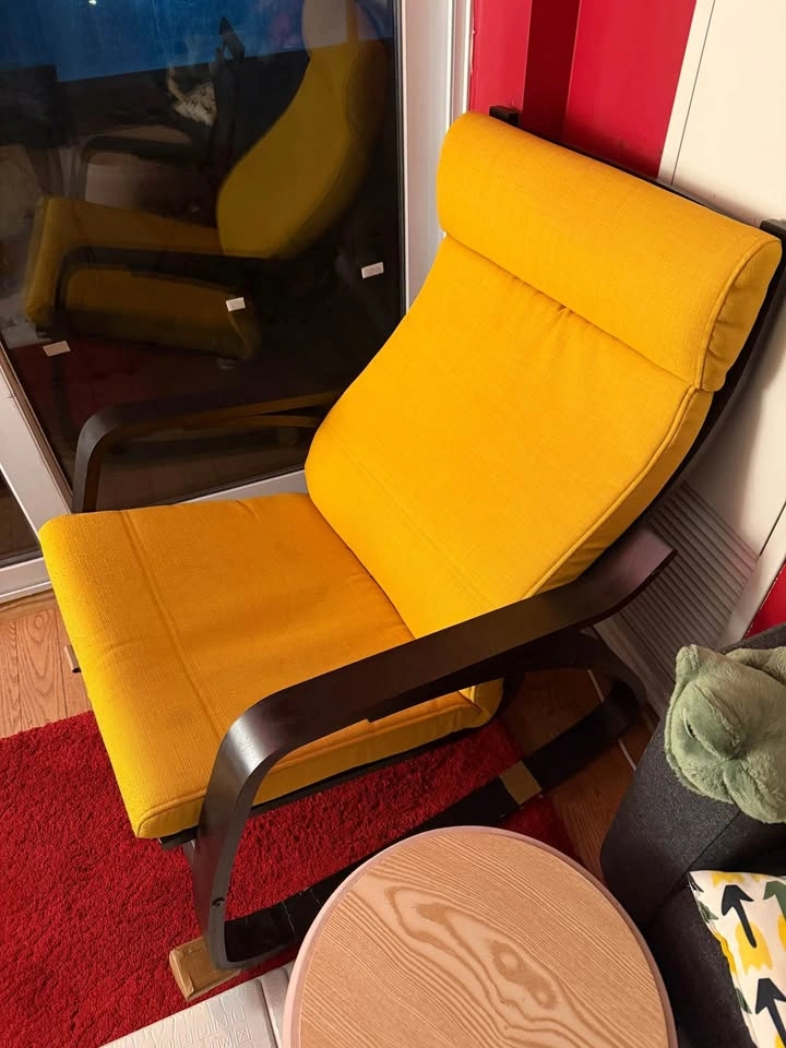 Yellow IKEA Poang rocking chair - photo 2