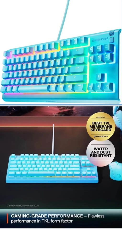 Brand NEW SteelSeries Apex 3 TKL Aqua RGB Gaming Keyboard - photo 2