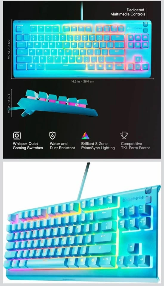 Brand NEW SteelSeries Apex 3 TKL Aqua RGB Gaming Keyboard - photo 3