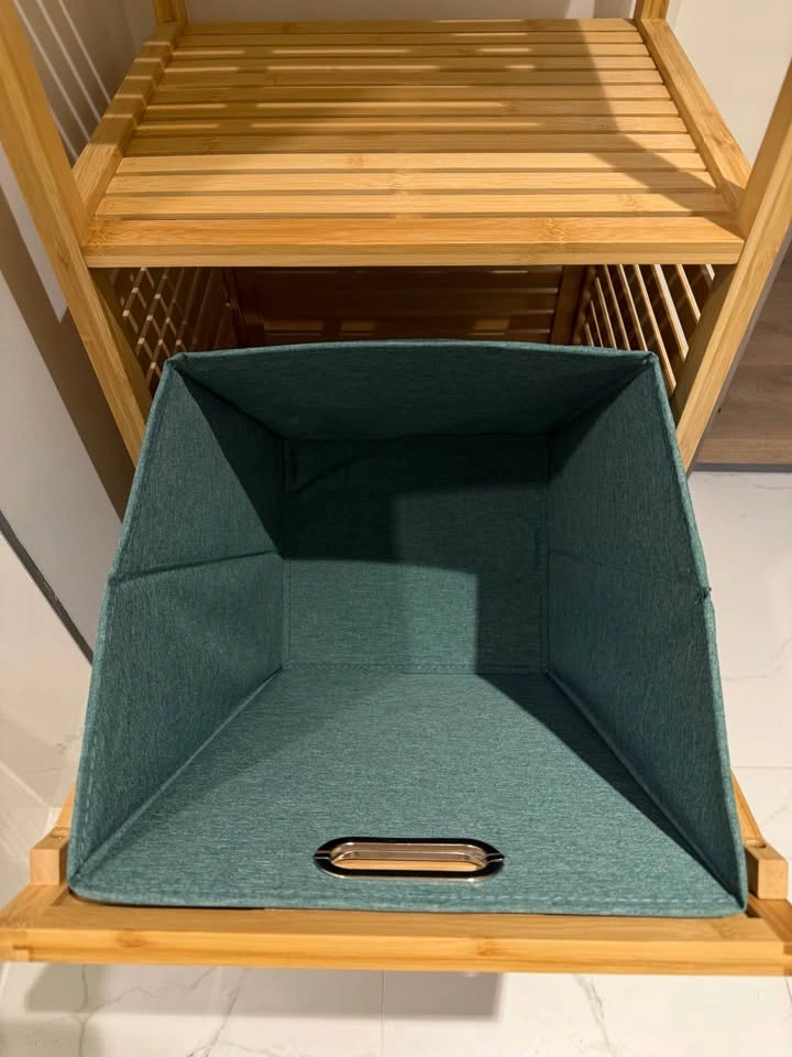 Bamboo Shelving Unit 4-tier with Laundry Hamper - photo 2