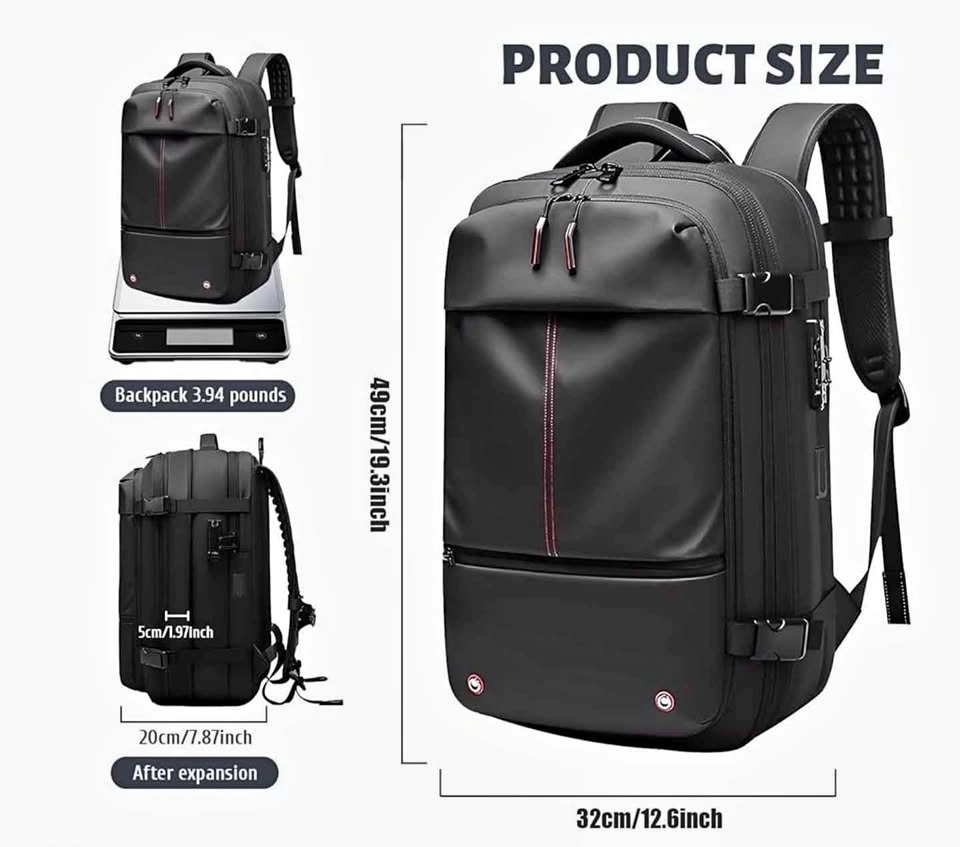 Travel backpack with vacuum pocket