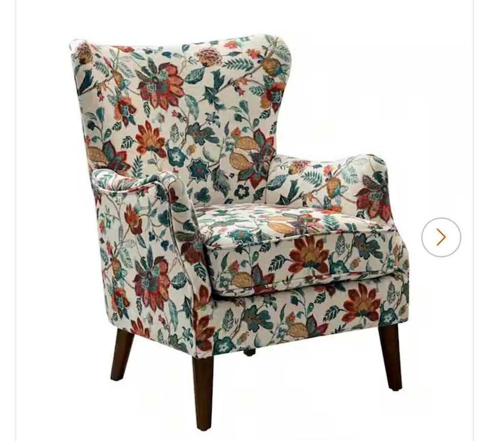 Henrick Wingback Accent Chair | Floral Fabric | Reading Chair |