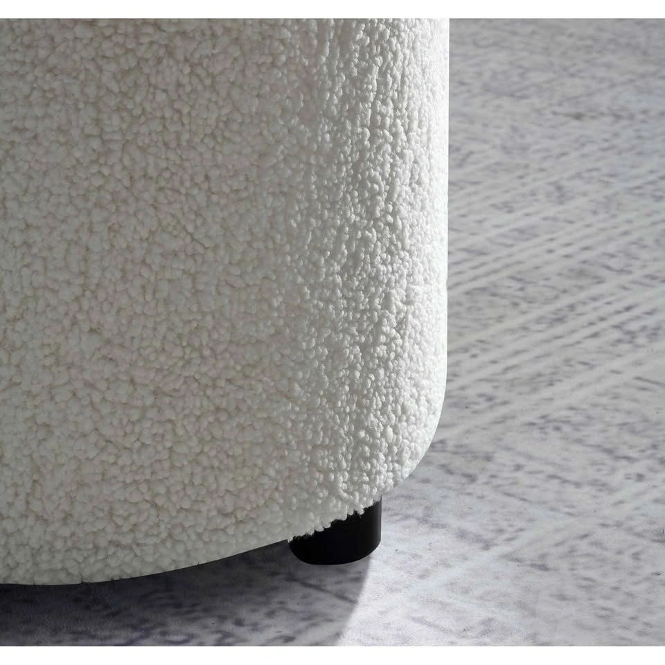 NWT 2 White Bouclé Storage Ottomans with Lids - photo 2