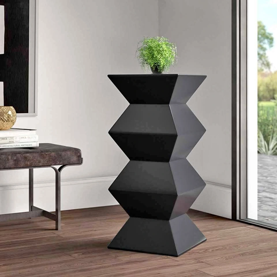 Modern Designer Black Geometric Pedestal Display Stand 36"