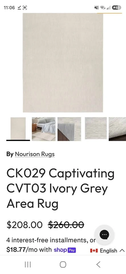 NEW Calvin Klein Captivating Area Rug – Ivory/Grey | 5'3" × 7'3" - photo 3