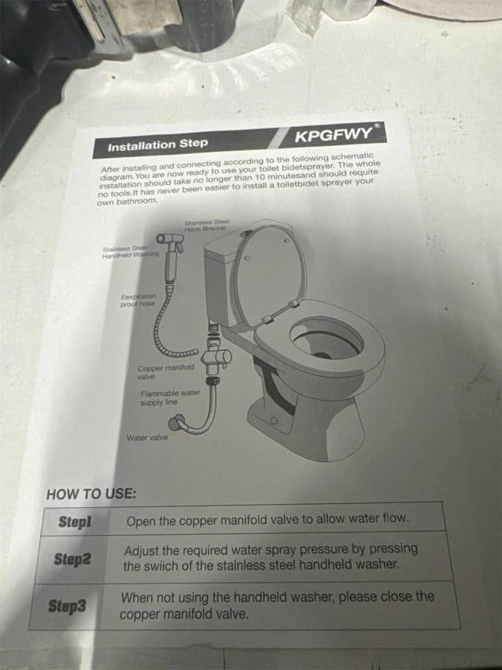Handheld Toilet Bidet Sprayer Kit – Black – Brand New - photo 3