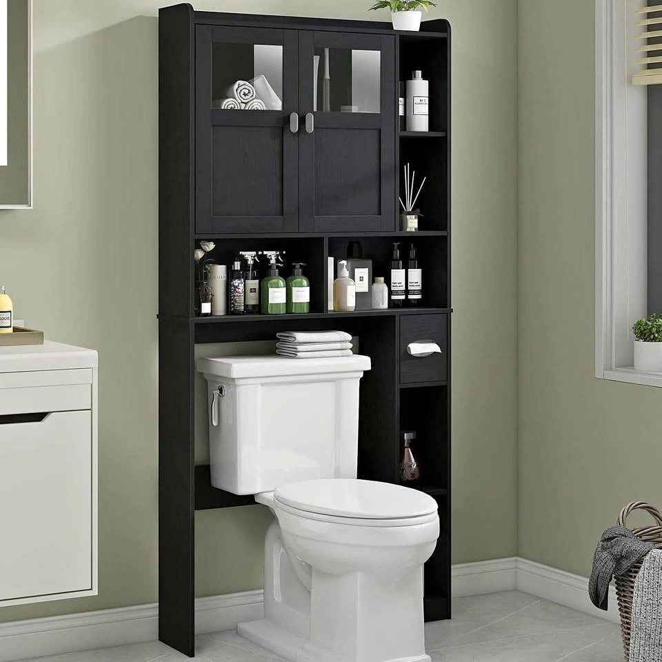 NEW Vabches Over-The-Toilet Storage Cabinet with Glass Doors – B