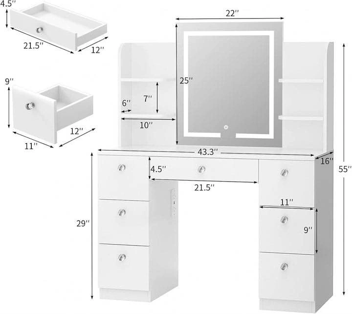 NEW VOWNER Vanity Table with Lighted Mirror – 44” - photo 2