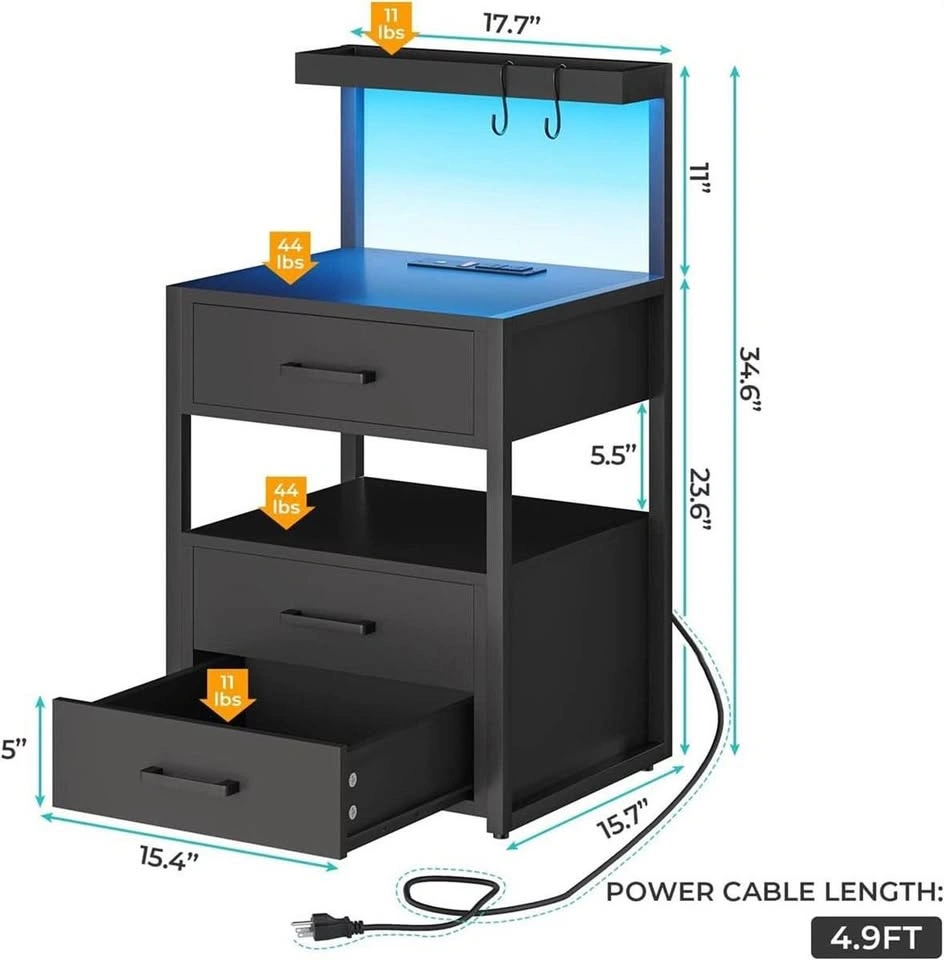 VIAGDO LED Nightstand with RGB Lights – Brand New - photo 2