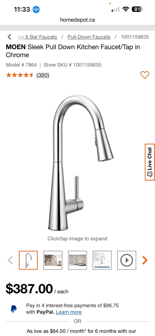 MOEN Sleek Pull Down Kitchen Faucet
