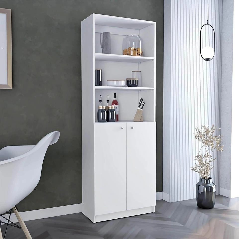NEW White 2-Door Bookcase with Shelves – Modern Storage Cabinet