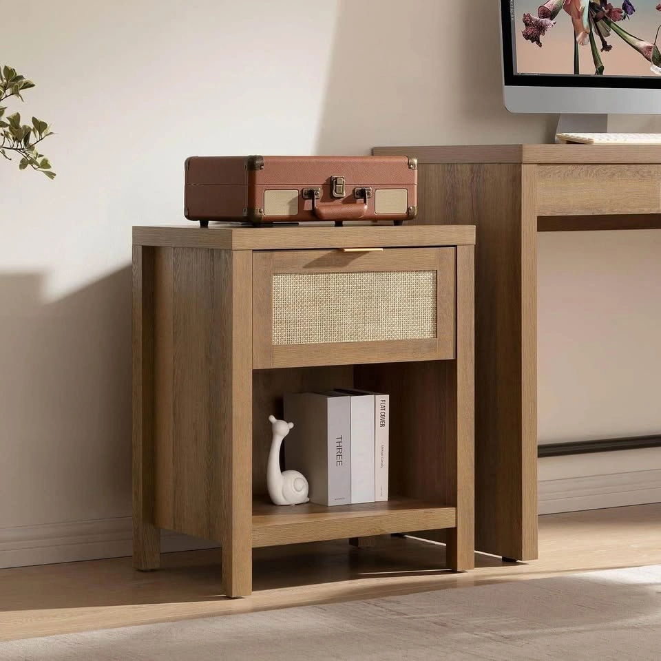 NEW SICOTAS Rattan Nightstands Set of 2 with Charging Station – - photo 2