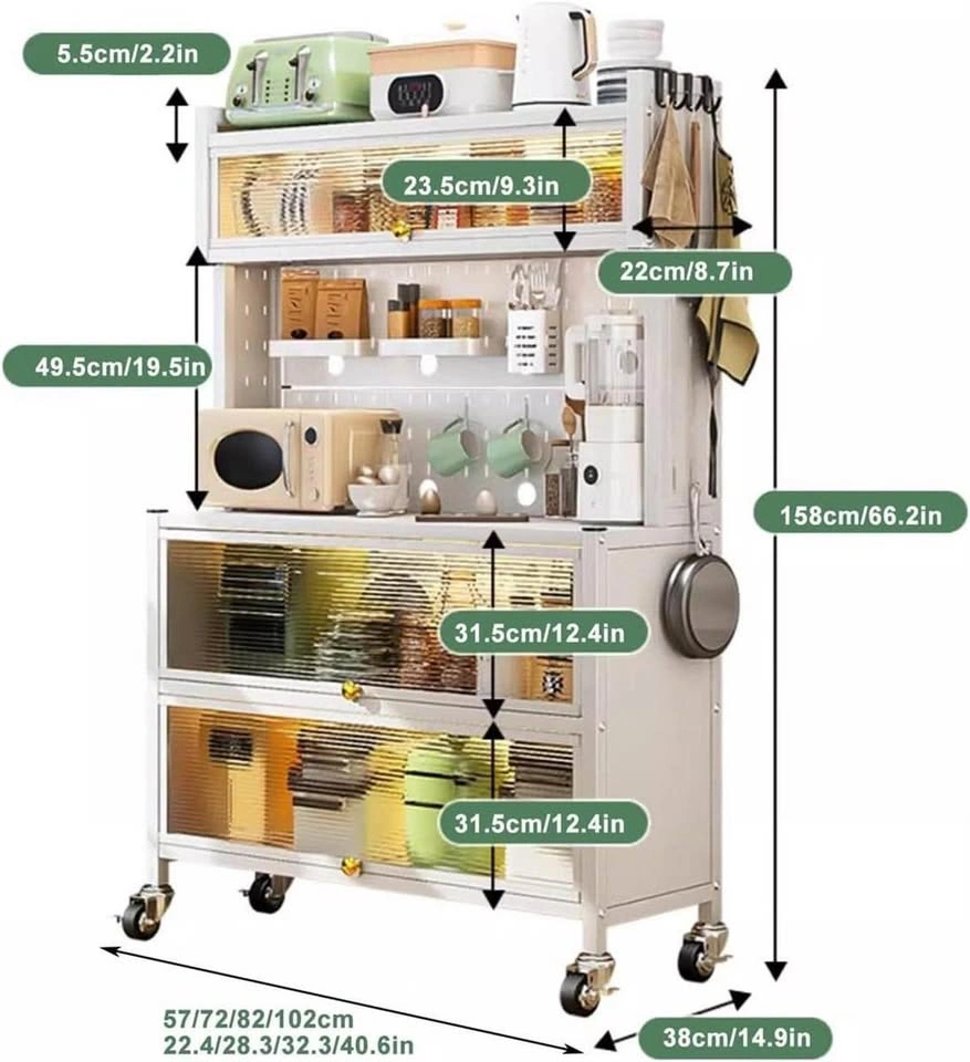 NEW 5-Tier Kitchen Baker’s Rack with Flip Cabinet Doors & Pegboa - photo 2
