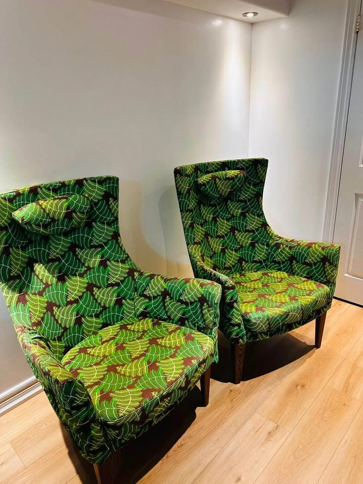 Pair of IKEA STOCKHOLM Armchairs – Mosta Grön Leaf Fabric - photo 2
