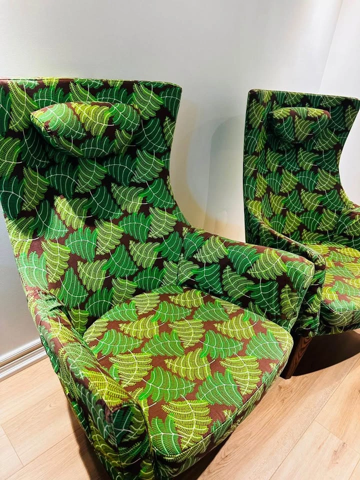 Pair of IKEA STOCKHOLM Armchairs – Mosta Grön Leaf Fabric - photo 3