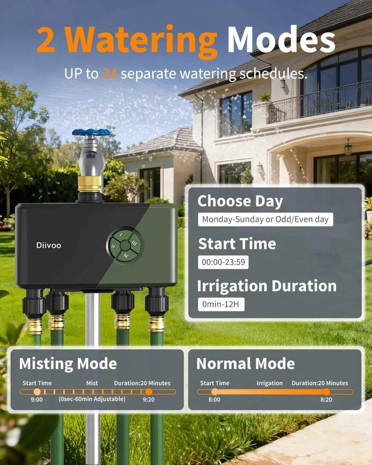 Diivoo 4-Zone WiFi Sprinkler & Hose Timer (Green) - photo 3