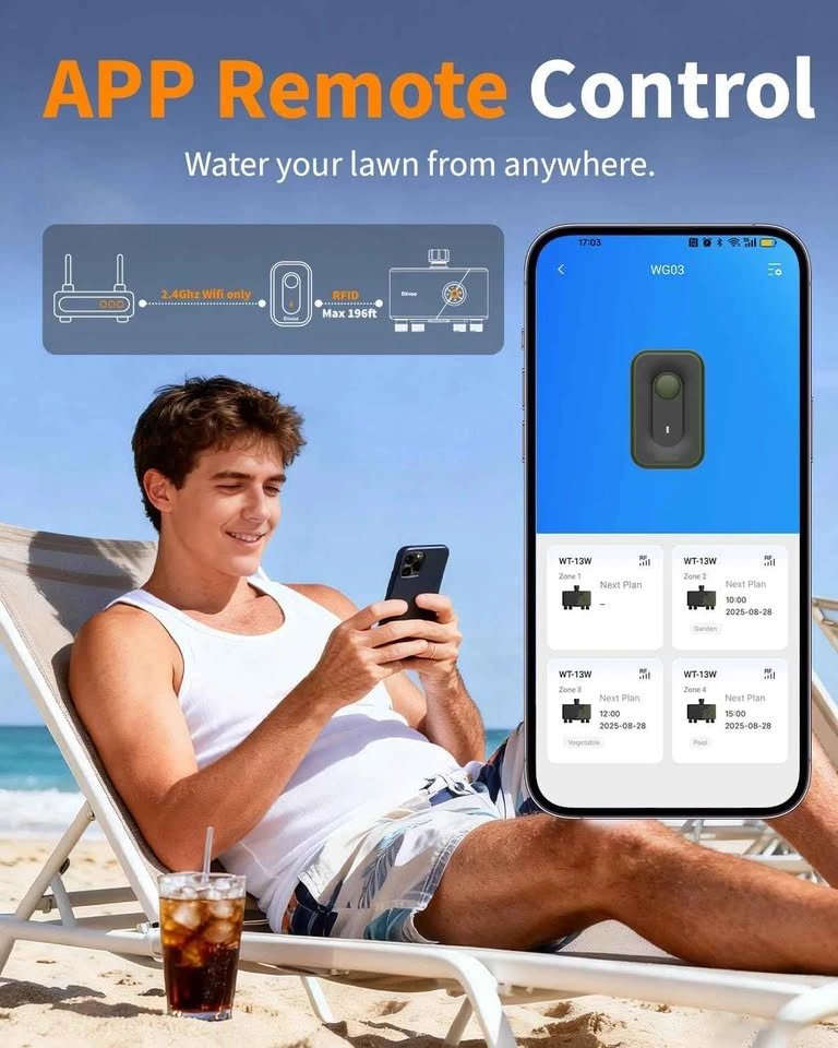 Diivoo 4-Zone WiFi Sprinkler & Hose Timer (Green) - photo 4