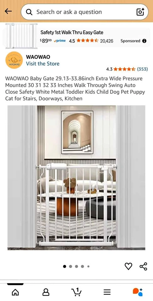 Baby Gate 29 - 34 inch / 74-86cm