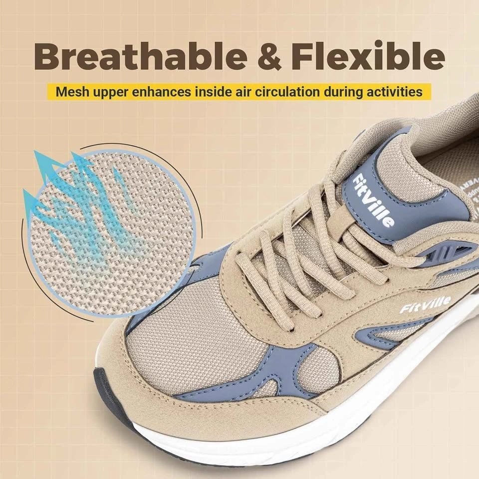 FitVille Mens Walking Shoes (Light Taupe/Steel Blue) Size: 11 - photo 4