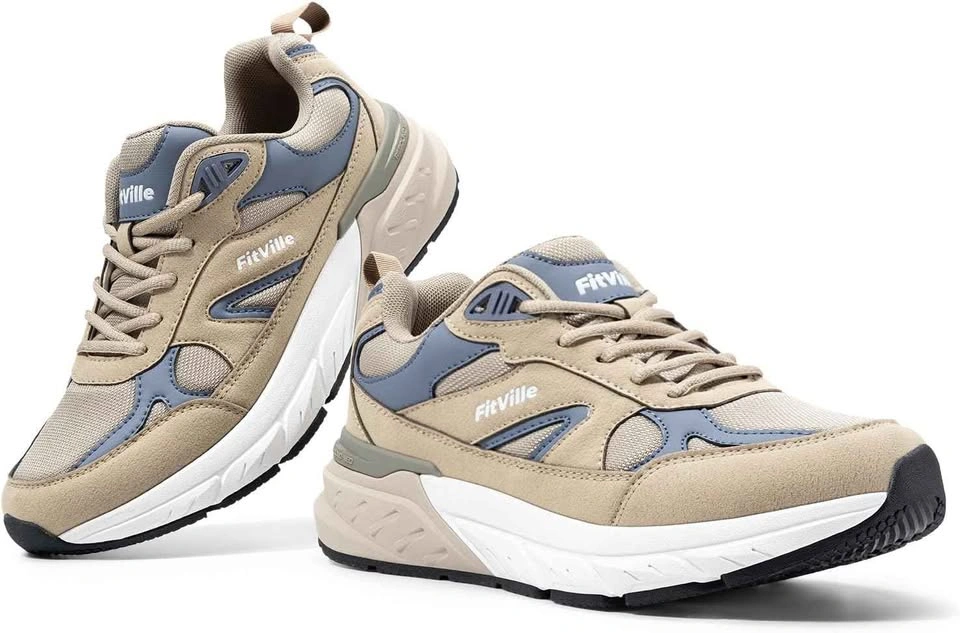 FitVille Mens Walking Shoes (Light Taupe/Steel Blue) Size: 11 - photo 5