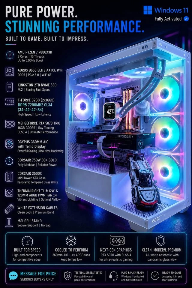 Custom White Gaming PC — Ryzen 7 7800X3D + RTX 5070 - photo 2