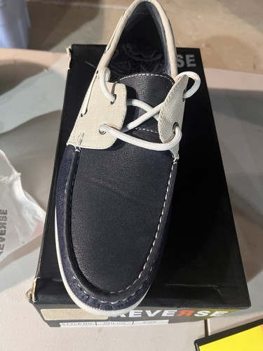 Reverse Men's Boat Shoes Size 12 Navy/White Canvas Lace-Up - photo 3