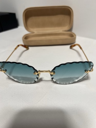 Chloé 119 Rimless Cat Eye Sunglasses Gold Metal Frame