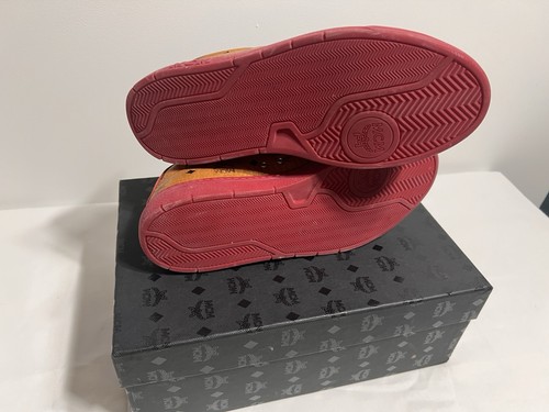 MCM Visetos Logo Low Top Lace-Up Athletic Sneakers Brown Red - photo 3