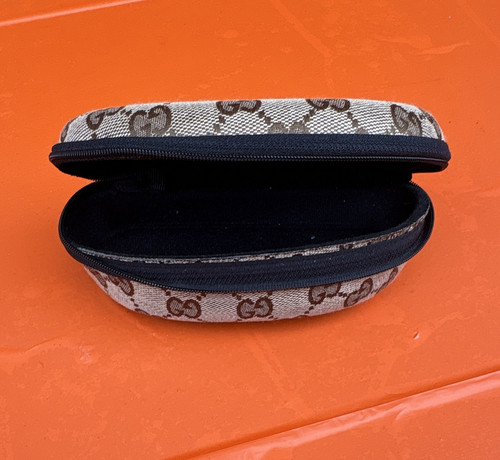 Designer Monogram Hard Eyeglass/Sunglasses Case Zip Faux Leather
