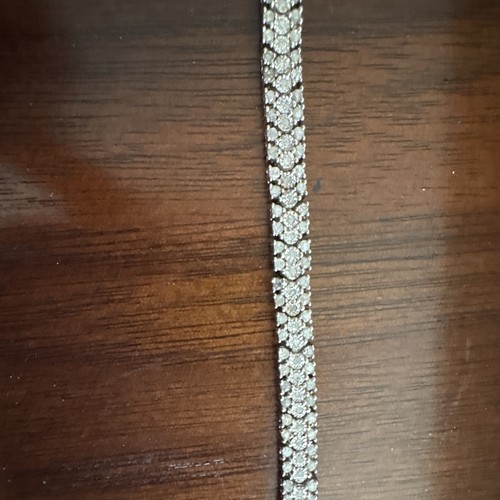 925 Sterling Silver Tennis Bracelet Round Diamond Signed Box Cla - photo 5